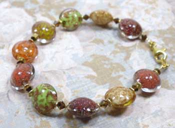 2 Vintage Murano Glass Beads, Venetian Glass Beads With Aventurine